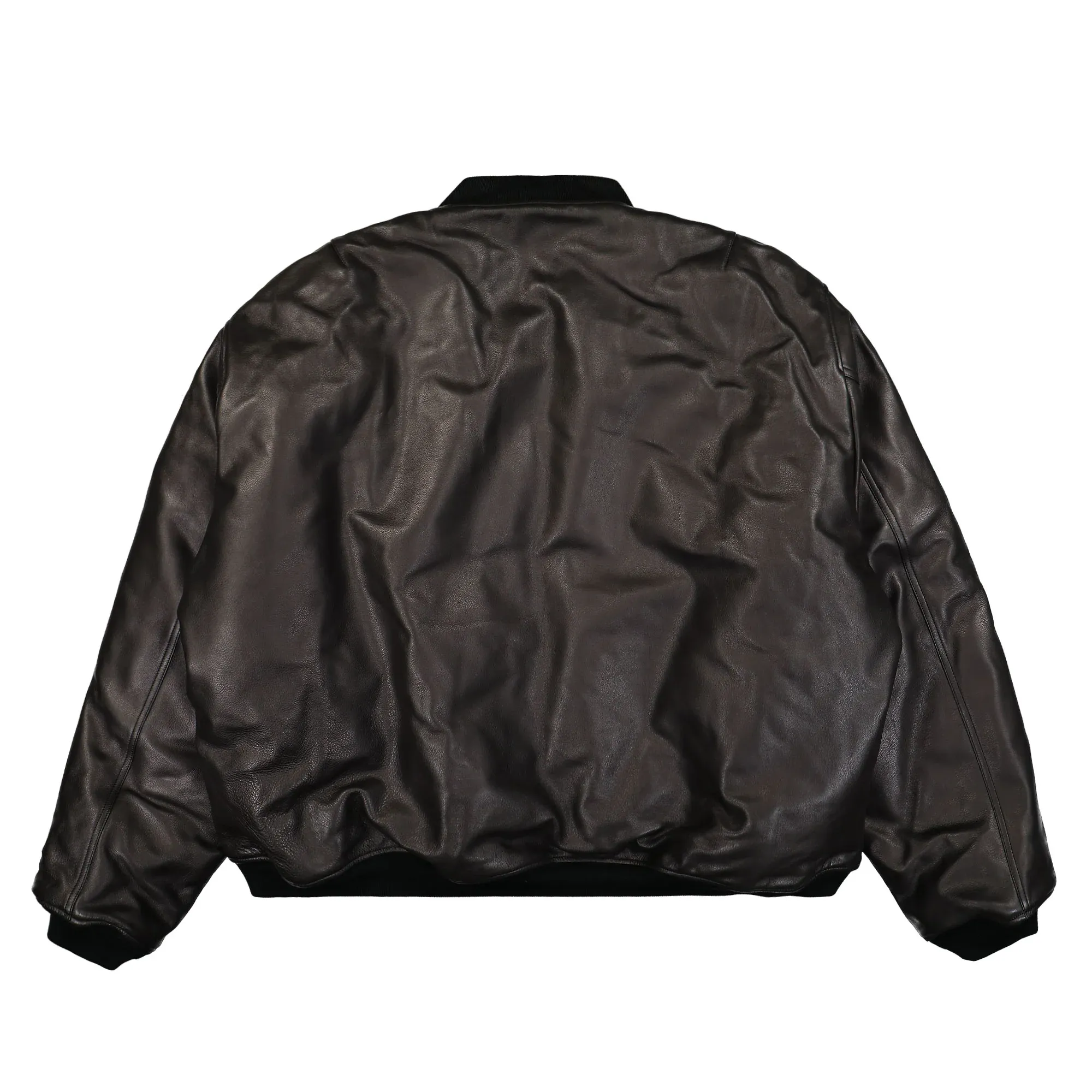 Oversized Leather Bomber Jacket - Image 2