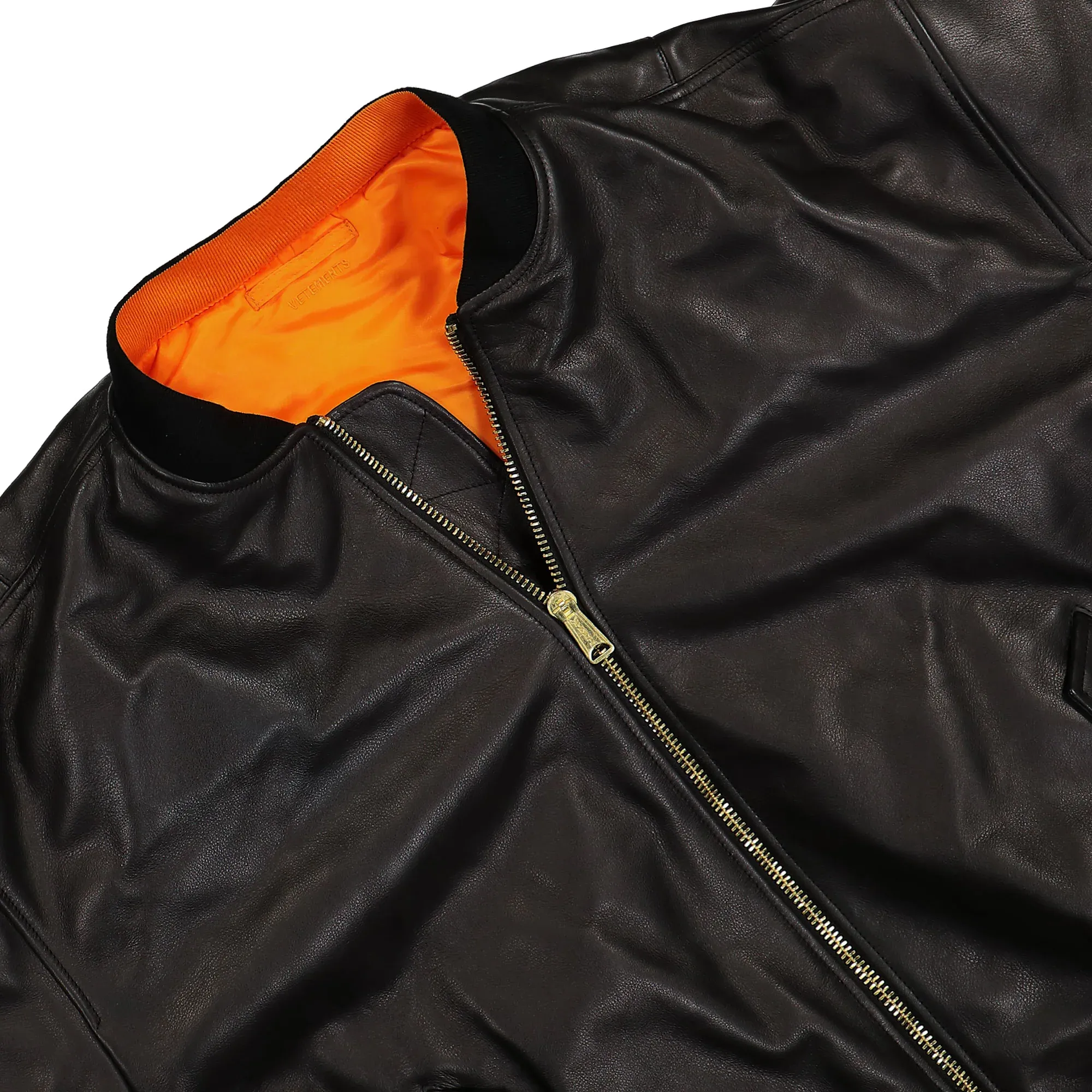 Oversized Leather Bomber Jacket - Image 3