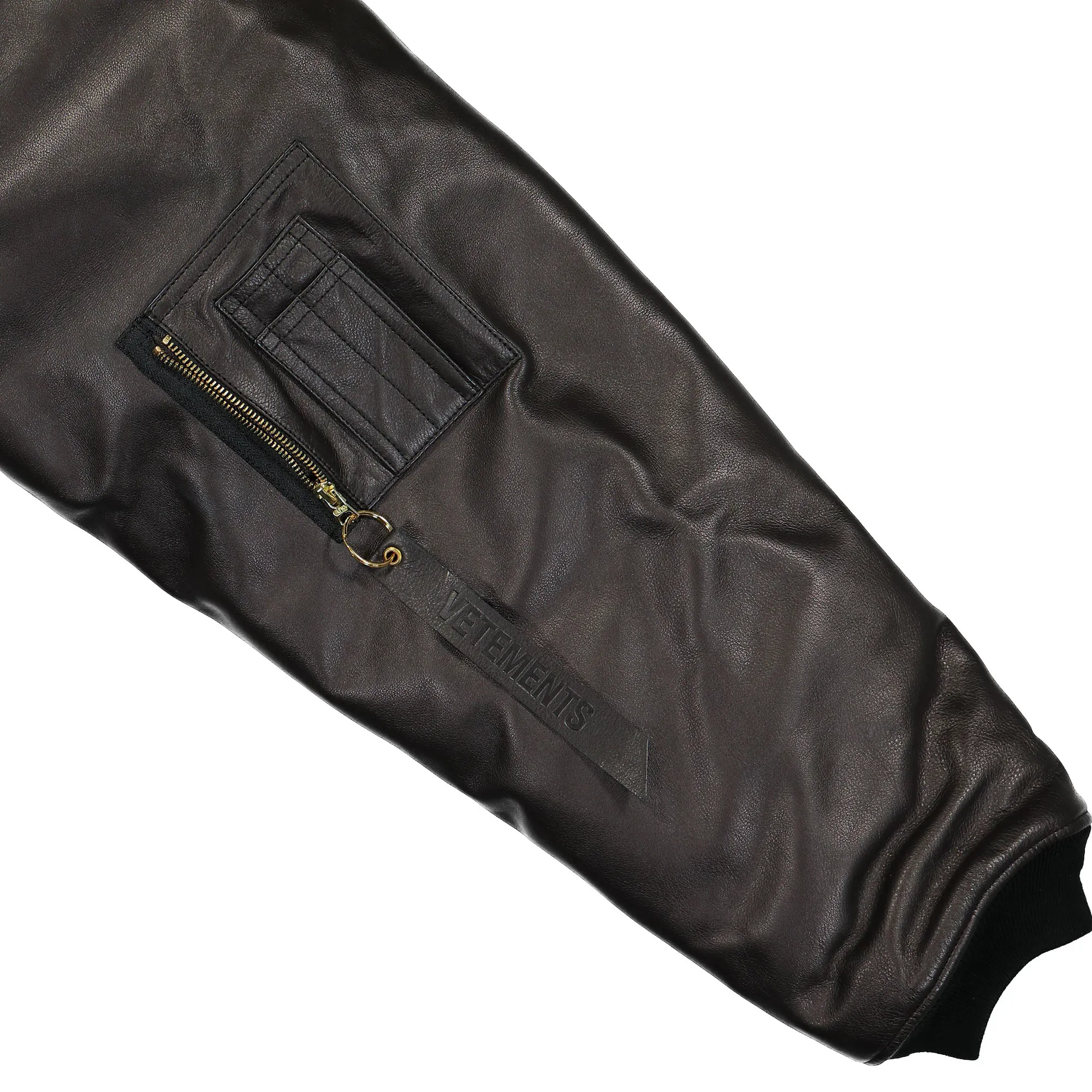 Oversized Leather Bomber Jacket - Image 5